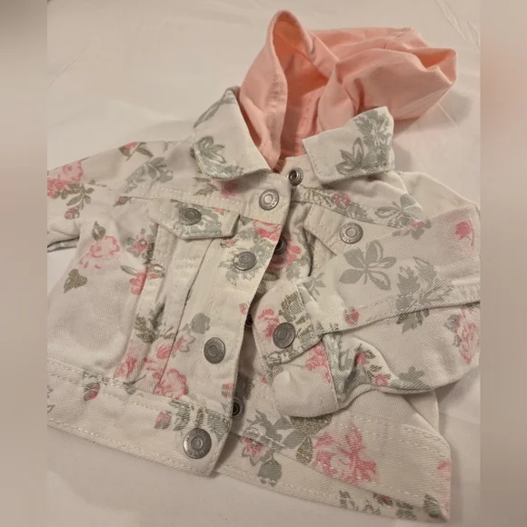 Arizona Jean Company Floral Kids Jean Jacket - Pink and White - Picture 7 of 8